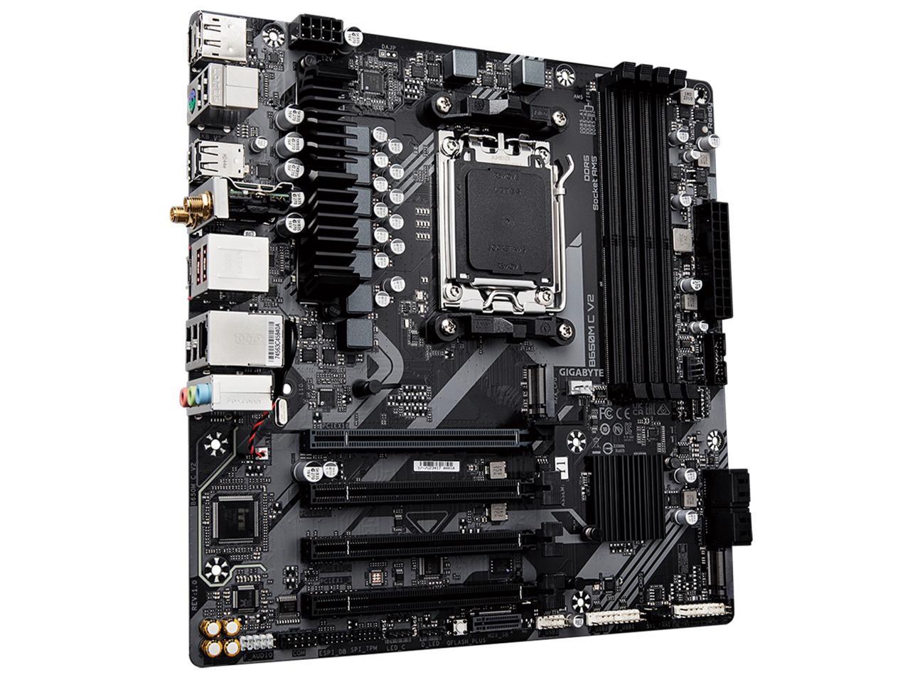 GIGABYTE B650M C V2 AM5 LGA 1718 AMD B650 M-ATX Motherboard with 5-Year ...