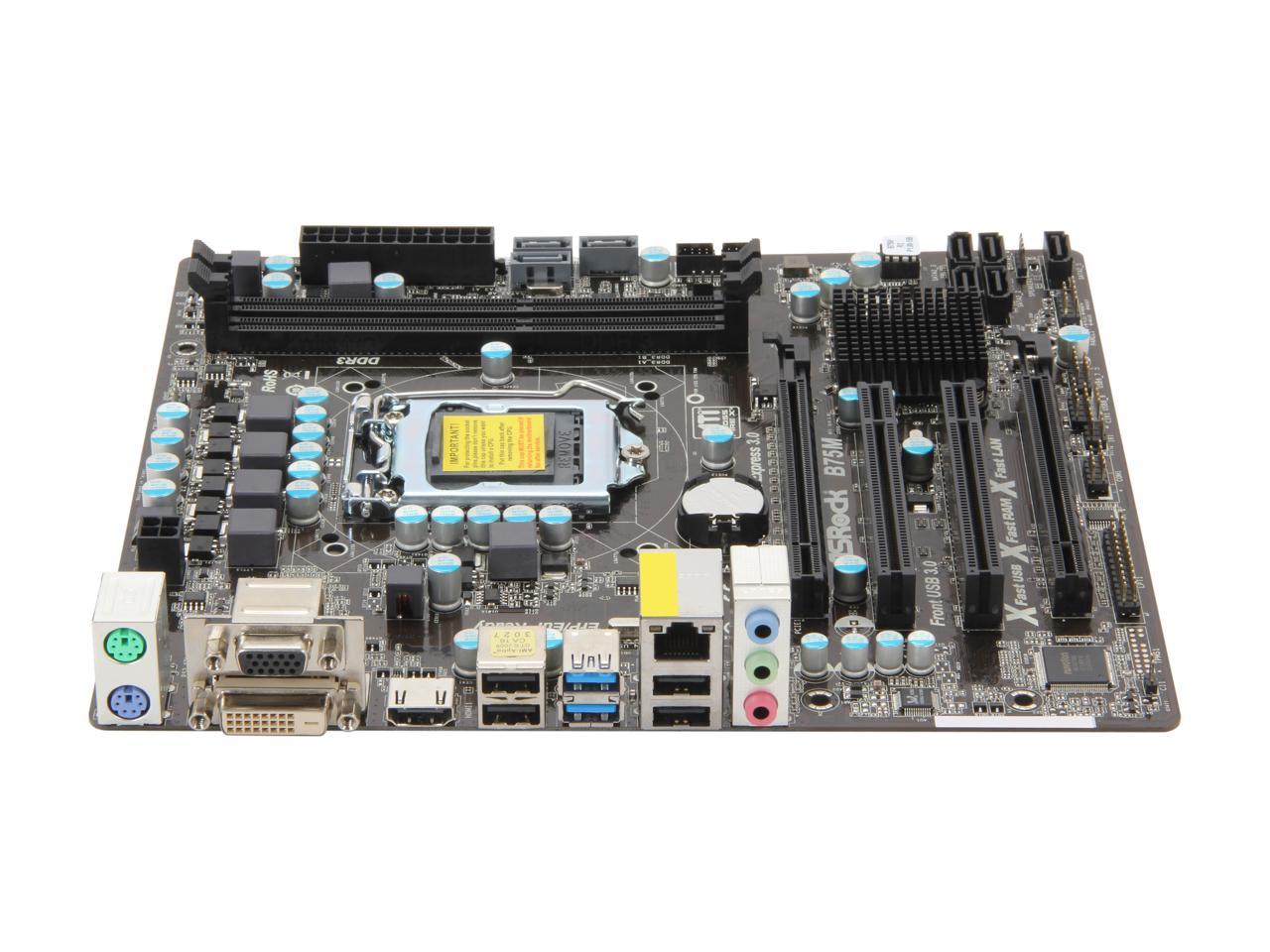 ASRock B75M R2.0 LGA 1155 Micro ATX Intel Motherboard with UEFI BIOS ...