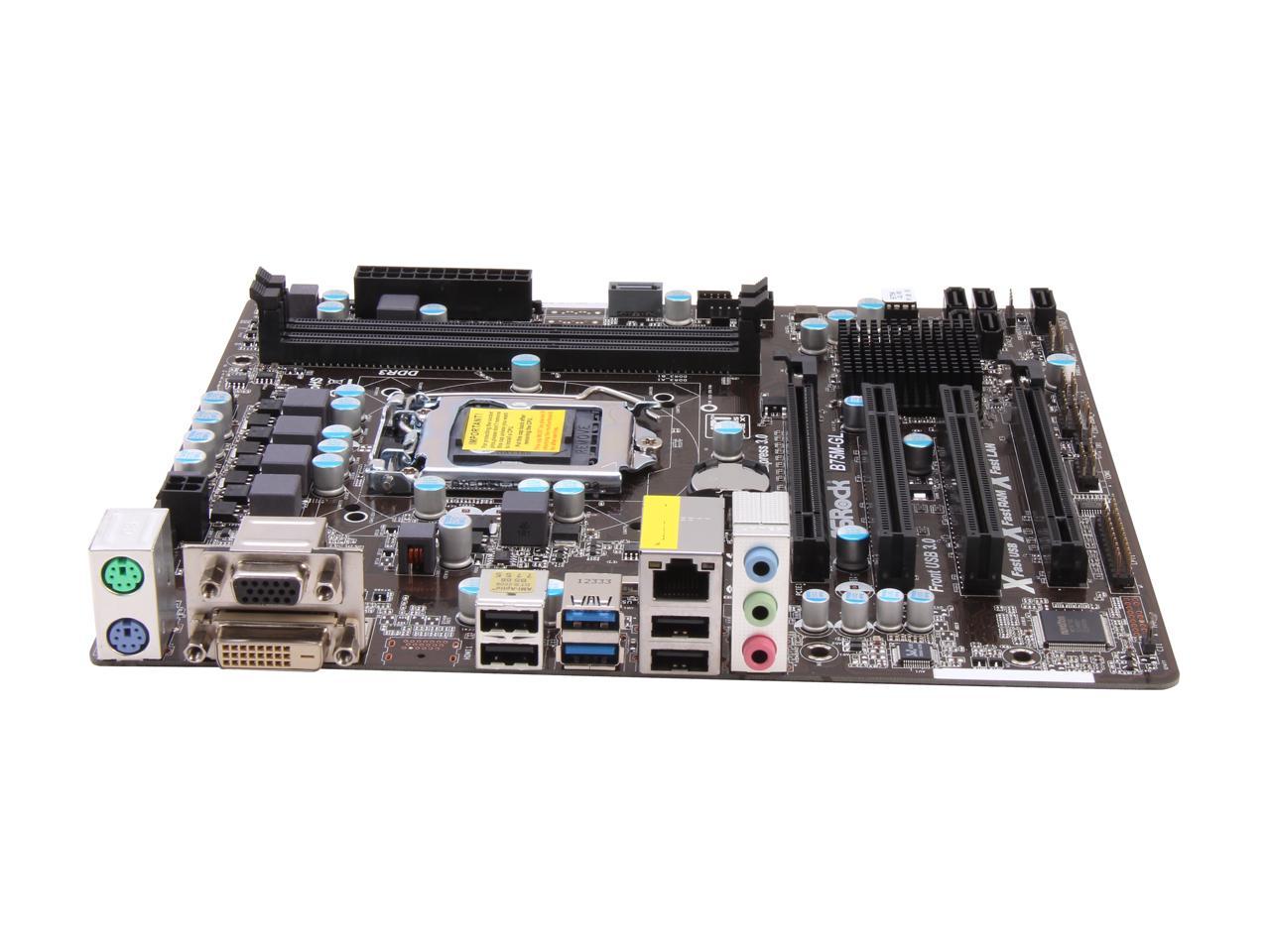 ASRock B75M-GL R2.0 LGA 1155 Micro ATX Intel Motherboard with UEFI BIOS