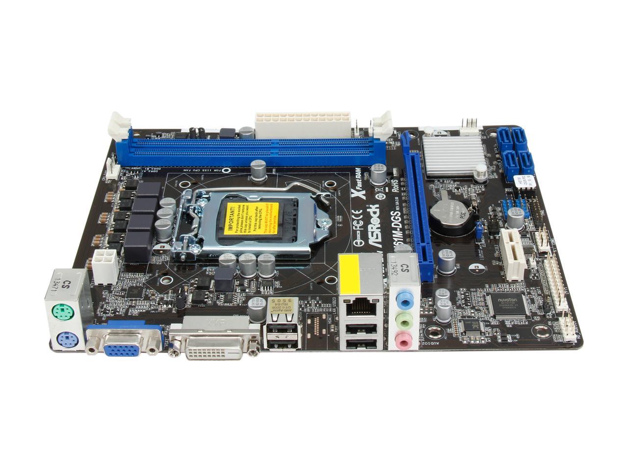 ASRock H61M-DGS R2.0 LGA 1155 Micro ATX Intel Motherboard - Newegg.com
