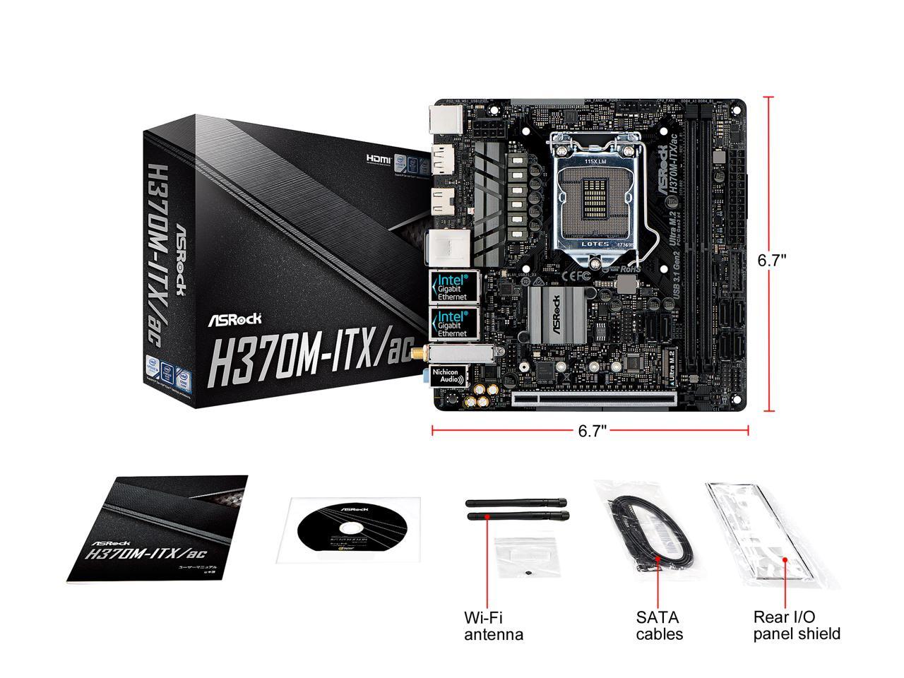 Asrock H370m Itx Ac Lga 1151 300 Series Mini Itx Intel Motherboard Newegg Com