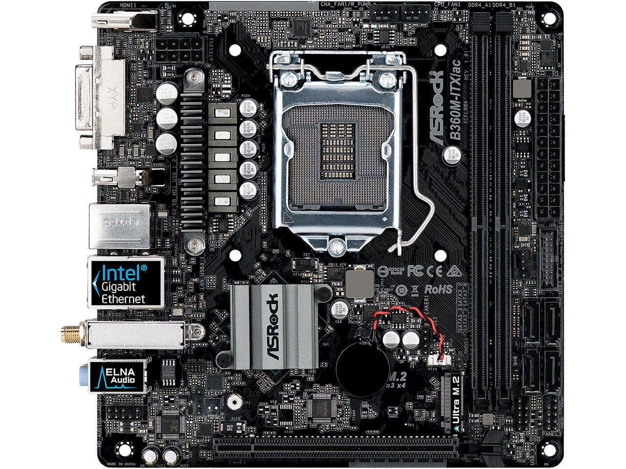 ASRock B360M-ITX/ac LGA 1151 (300 Series) Intel B360 HDMI SATA 6Gb/s USB  3.1 Mini ITX Intel Motherboard