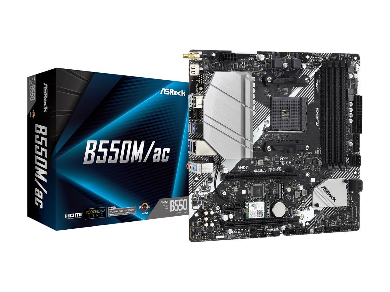 ASRock B550M/AC AM4 Micro ATX AMD Motherboard - Newegg.com