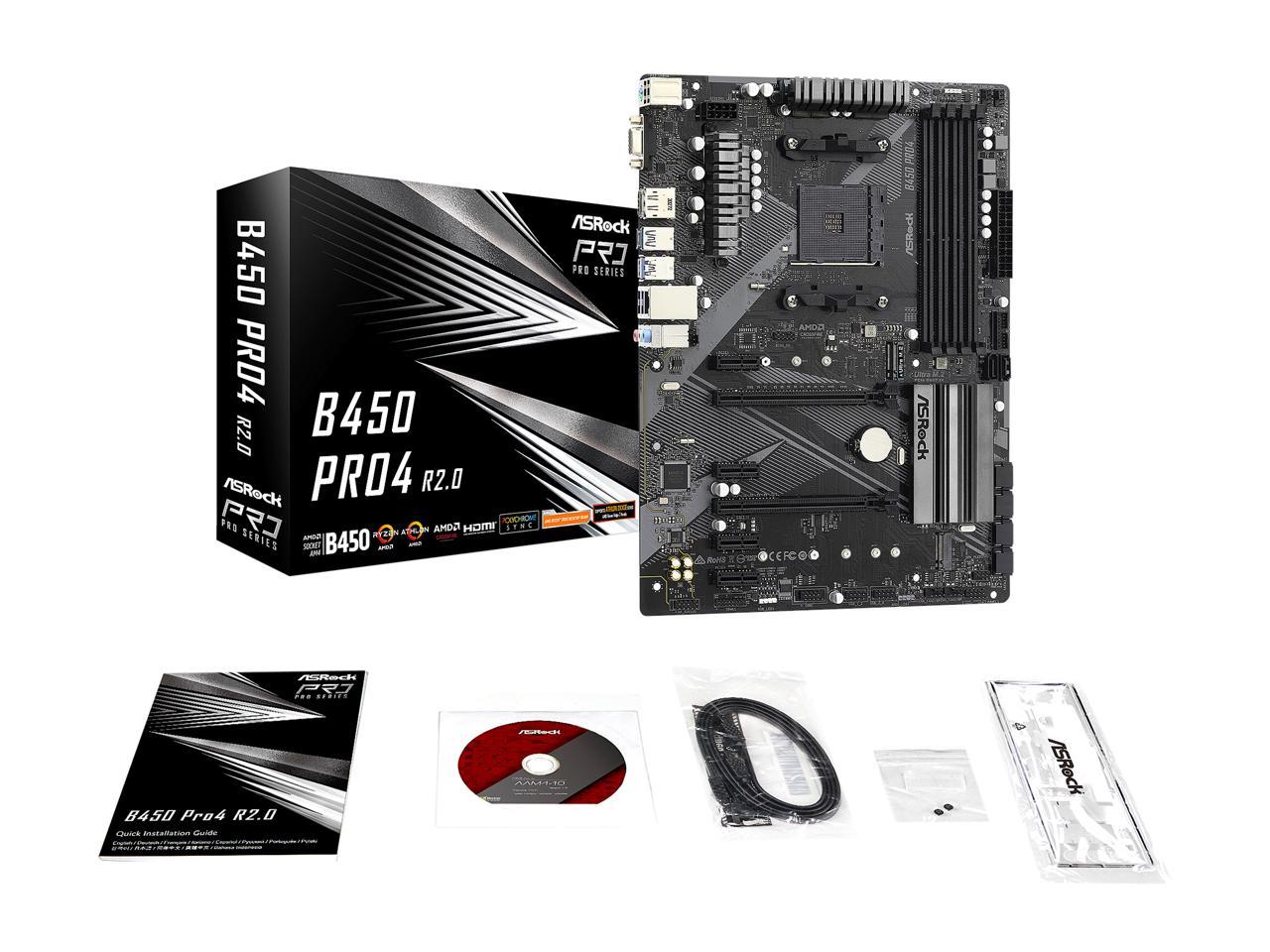 ASRock B450 PRO4 R2.0 AM4 ATX AMD Motherboard - Newegg.com