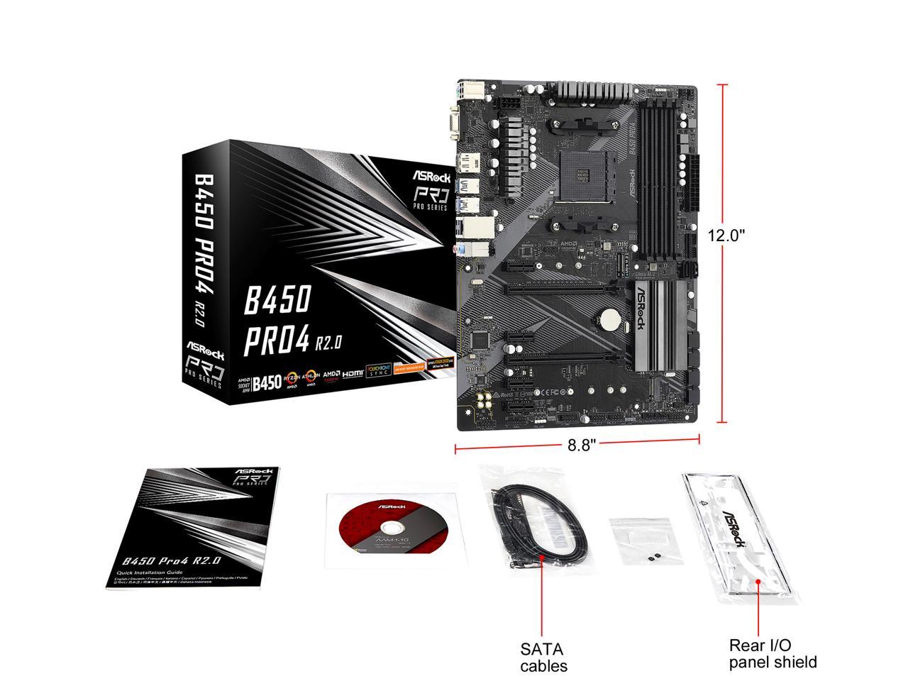 ASRock B450 PRO4 R2.0 AM4 ATX AMD Motherboard - Newegg.ca