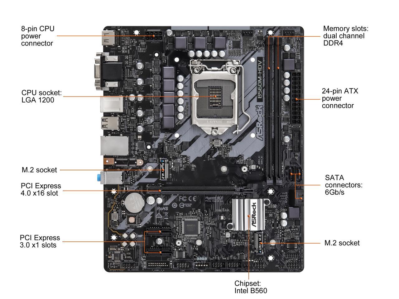 Asrock B560m Hdv Lga 1200 Micro Atx Intel Motherboard