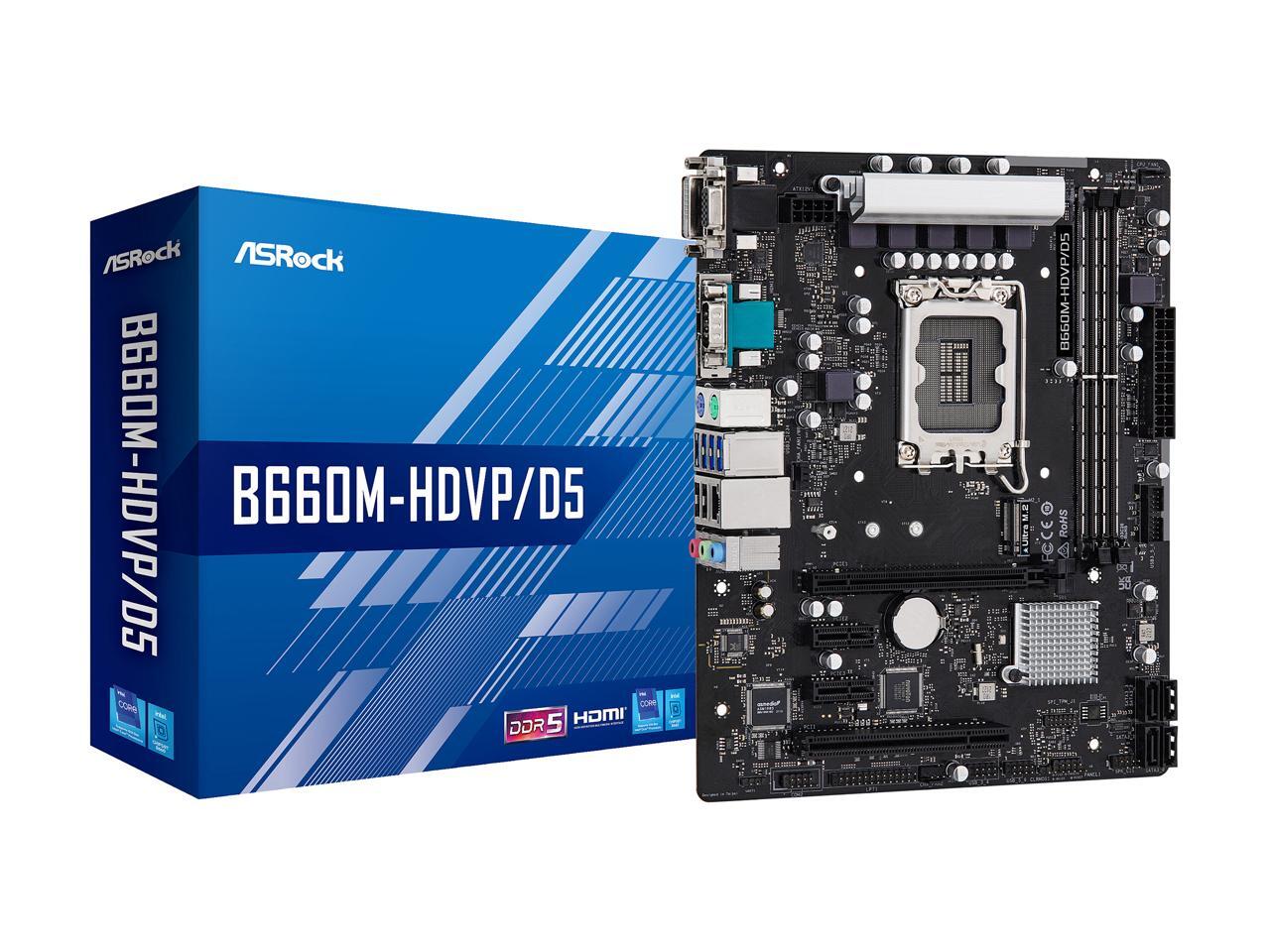 ASRock B660M-HDVP/D5 LGA 1700 Intel B660 SATA 6Gb/s DDR5 Micro ATX ...