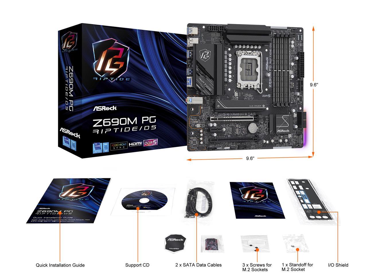 ASRock Z690M PG RIPTIDE/D5 LGA 1700 DDR5 Intel Z690 SATA 6Gb/s Micro