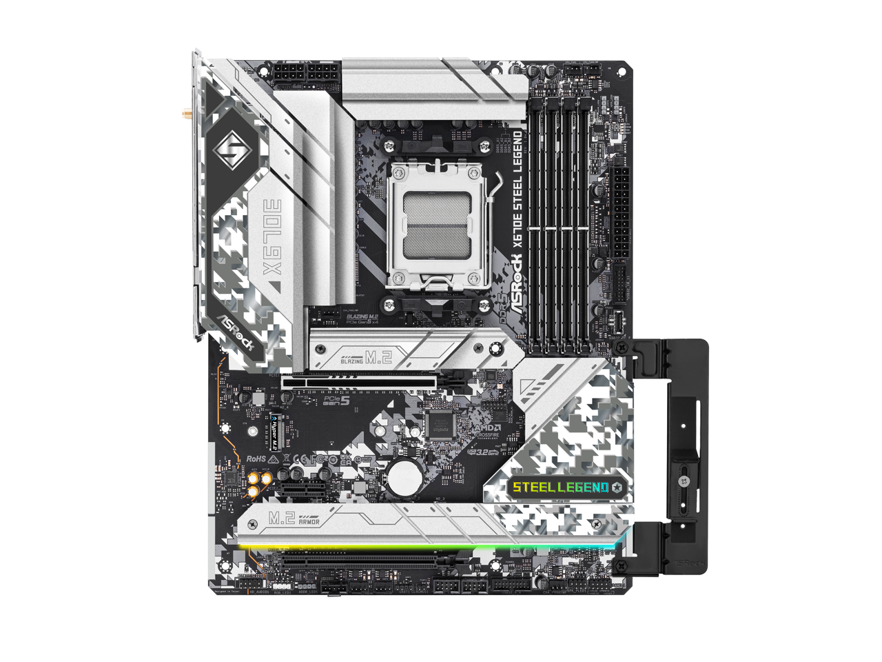 ASRock X670E Steel Legend AM5 ATX Motherboard. 4xDDR5 slots, PCIE 5