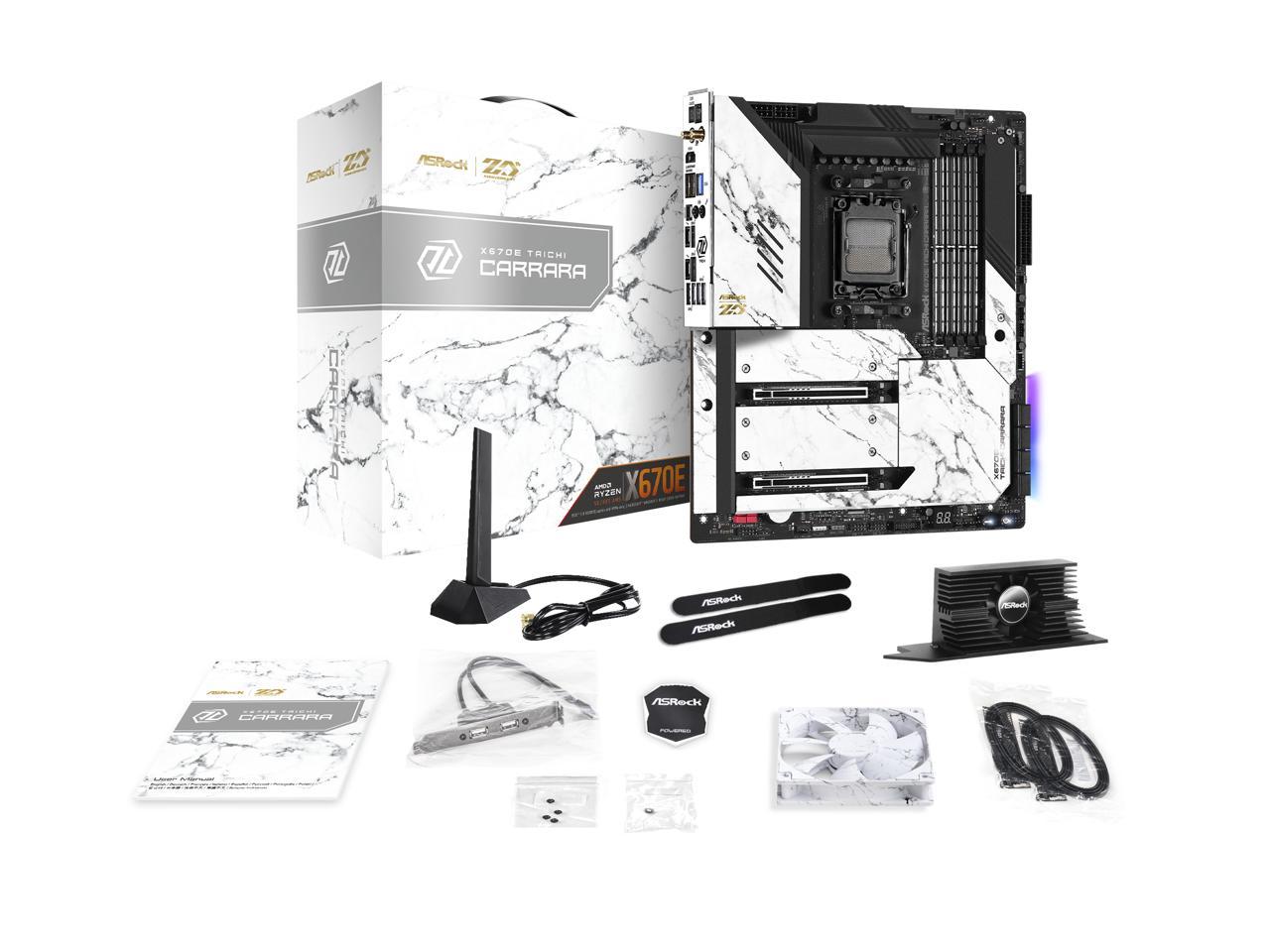 ASRock X670E Taichi Carrara AM5 EATX Mainboard. 4xDDR5 slots, 2 x PCIe 5.0  x16 Slots , AMD Cross Fire, Quad M.2 slots, 2.5GB LAN, WIFI-6E, 5,1 HD