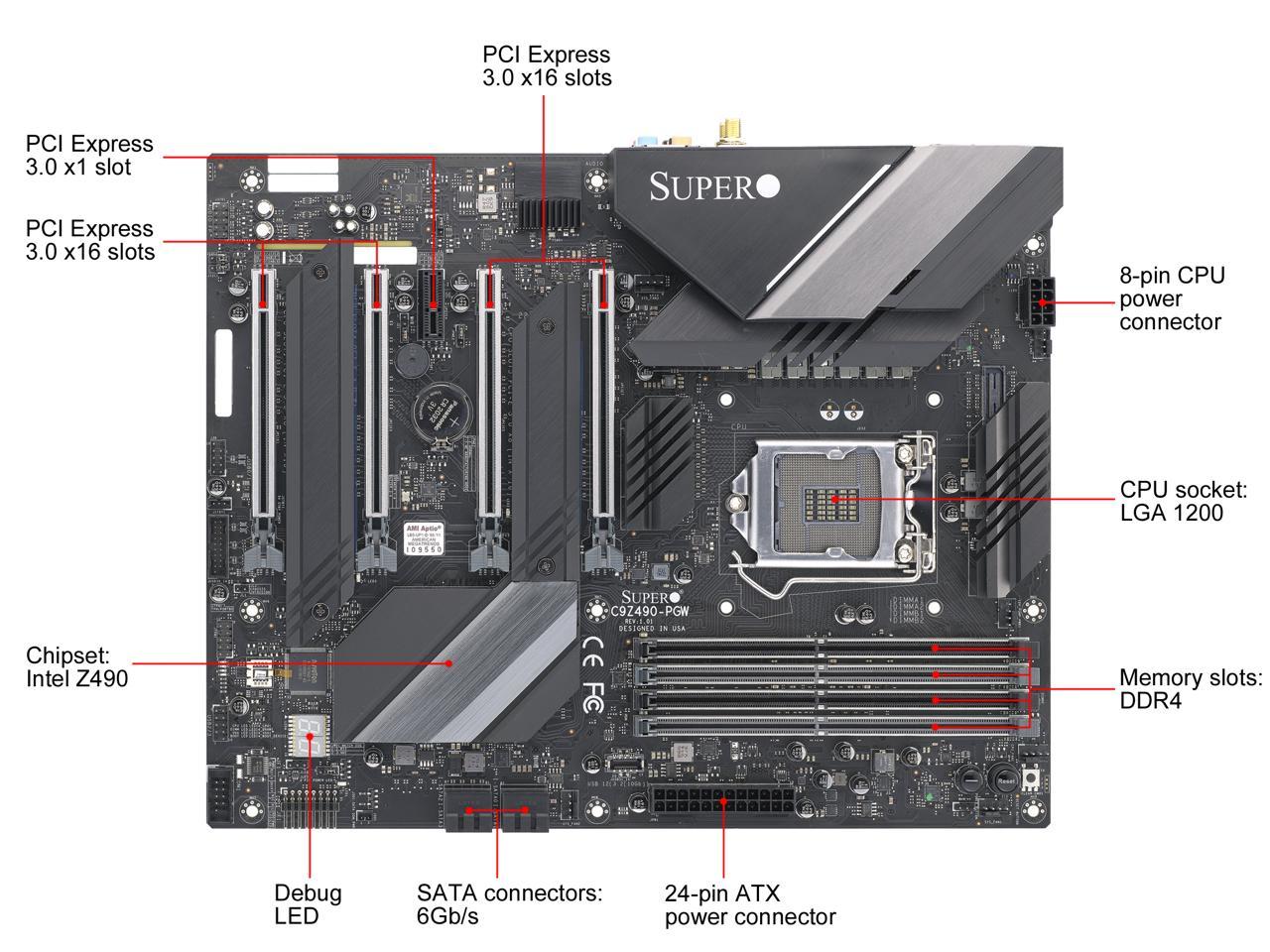 Supermicro Mbd C9z490 Pgw O 10th Gen Intel Core Cpu Supported Wi Fi Four Pci E X16 Two M 2 Nvme Usb 3 2 Gen2 Newegg Com