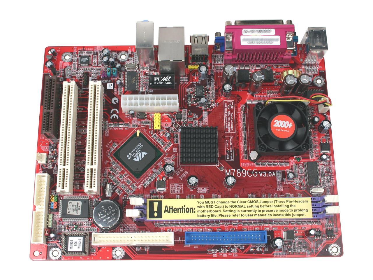 PC CHIPS M789CG(V3.0A) VIA C3 Samual 2 2000+ Flex ATX Motherboard / CPU ...