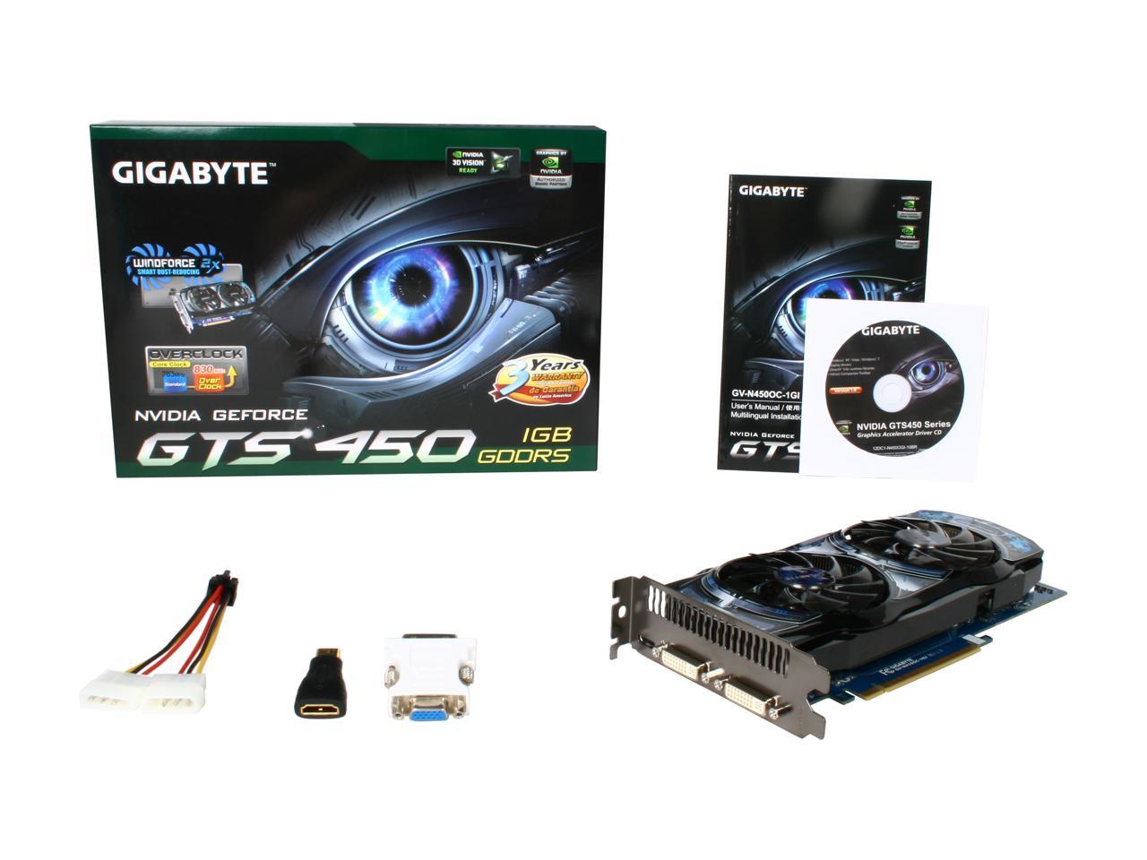 GIGABYTE GeForce GTS 450 (Fermi) Video Card GV-N450OC-1GI - Newegg.com