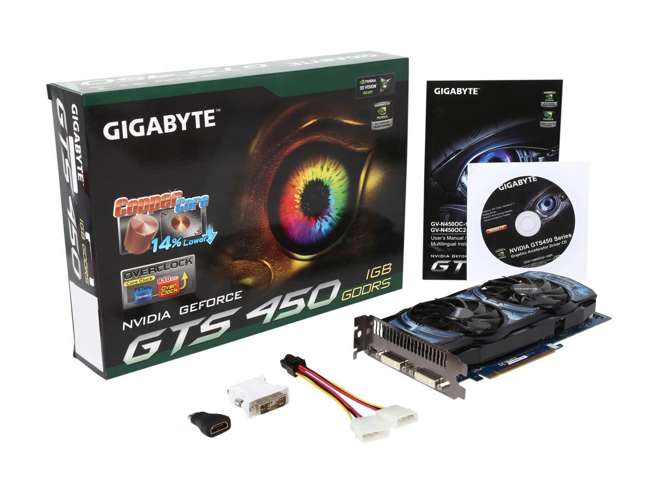 Refurbished Gigabyte Geforce Gts 450 Fermi Directx 11 Gv N450oc2 1gi Video Card Newegg Com