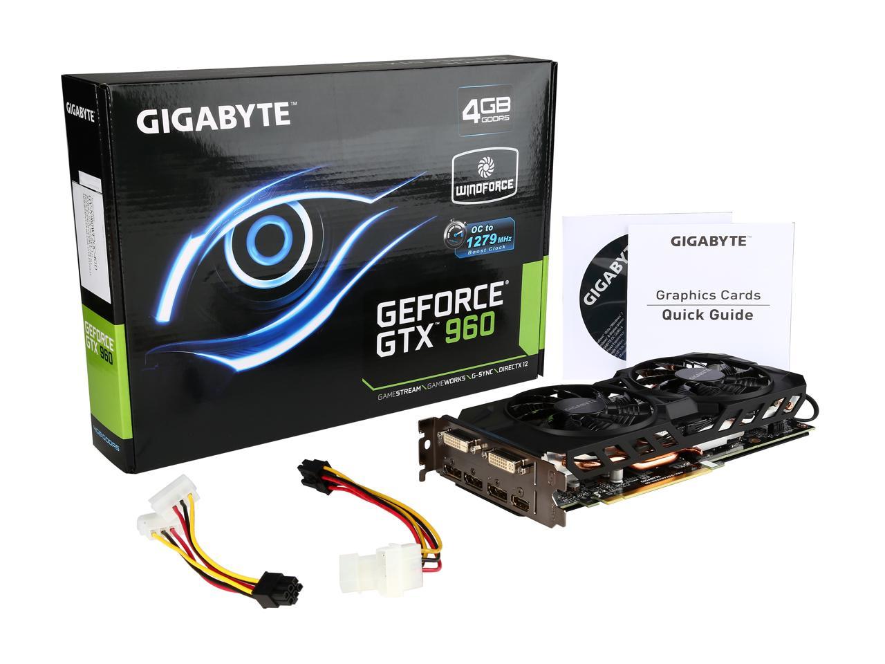 Gigabyte Geforce Gtx 960 4gb Windforce 2x Oc Edition Gv N960wf2oc 4gd Newegg Com