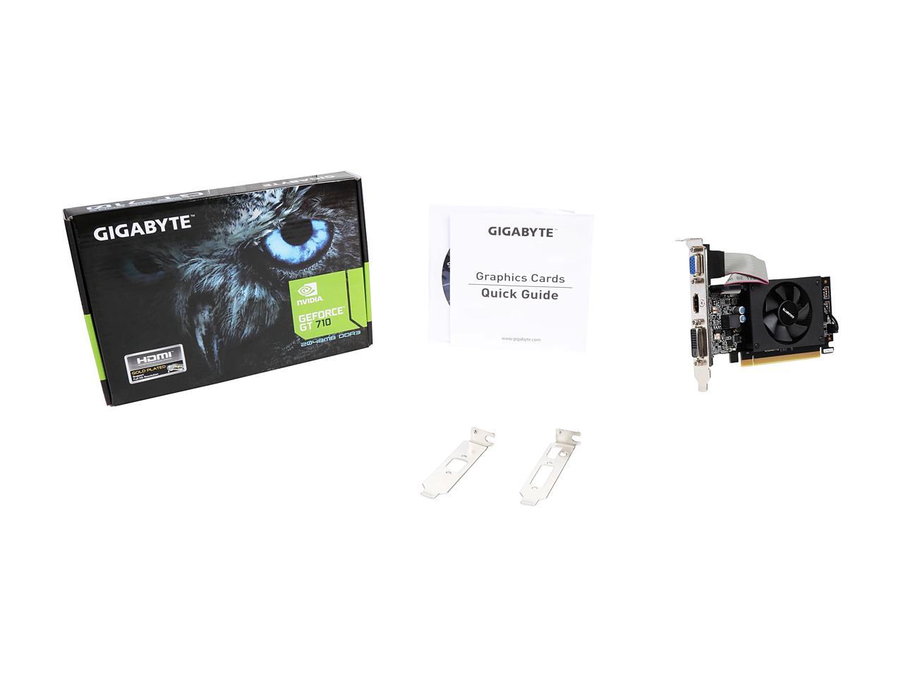 Видеокарта Gigabyte NVIDIA GEFORCE gt 710 GV-n710d3-2gl 2гб ddr3, Low profile, Ret. Gigabyte geforce gt 710 2gb