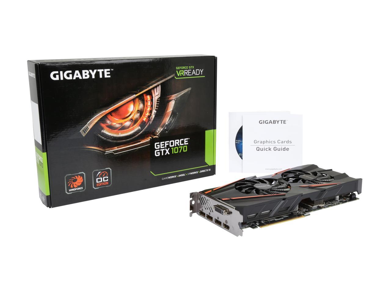 Refurbished: GIGABYTE GeForce GTX 1070 Video Card GV-N1070WF2OC-8GD ...