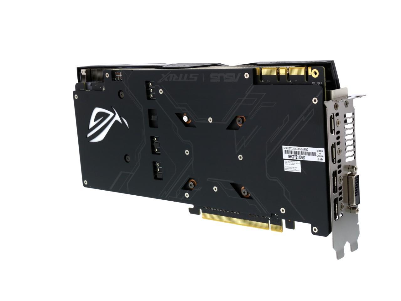 ASUS ROG GeForce GTX 1070 8GB GDDR5 PCI Express 3.0 Video Card with RGB  Lighting STRIX-GTX1070-O8G-GAMING