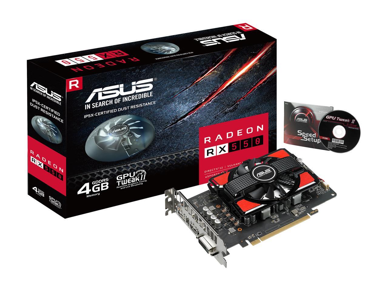 ASUS Radeon RX 550 4G GDDR5 DP HDMI DVI AMD Graphics Card (RX550-4G ...