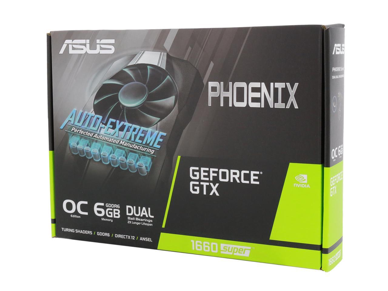 ASUS GeForce GTX 1660 SUPER Overclocked 6GB Phoenix Fan Edition HDMI DP DVI  Graphics Card (PH-GTX1660S-O6G)
