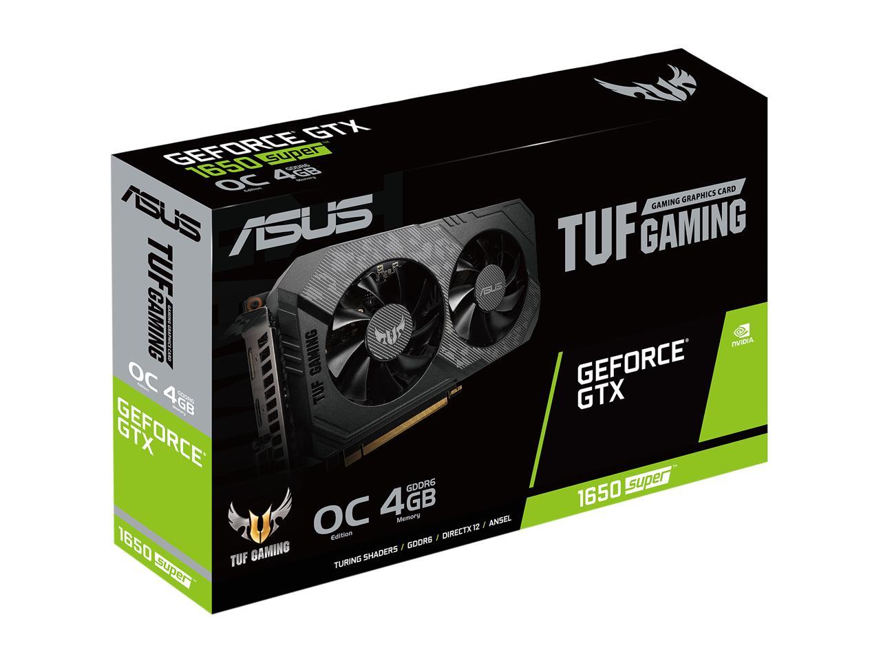 ASUS TUF Gaming GeForce GTX 1650 SUPER Overclocked 4GB Edition HDMI DP DVI  Gaming Graphics Card (TUF-GTX1650S-O4G-GAMING)