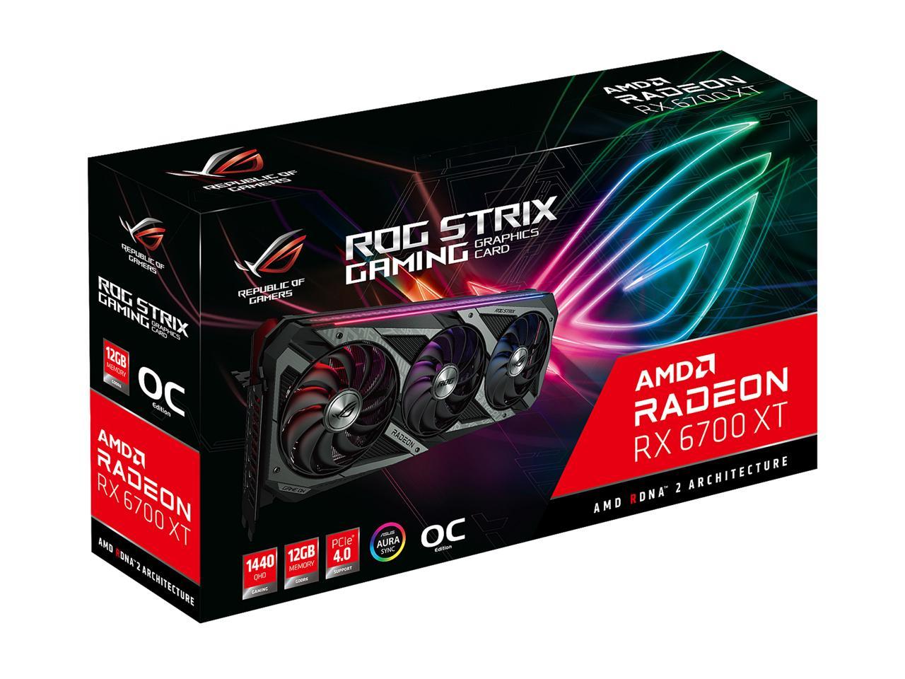 ASUS ROG STRIX Radeon RX 6700 XT OC Edition Gaming Graphics Card (AMD RDNA  2, PCIe 4.0, 12GB GDDR6, HDMI 2.1, DisplayPort 1.4a, Axial-tech Fan Design,  