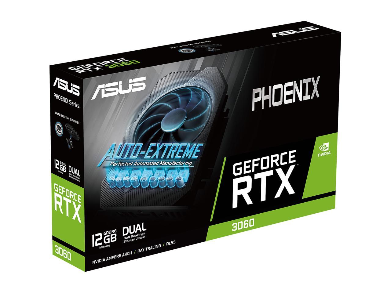 ASUS Phoenix NVIDIA GeForce RTX 3060 V2 Gaming Graphics Card (PCIe 4.0,  12GB GDDR6, HDMI 2.1, DisplayPort 1.4a, Axial-tech Fan Design, Protective  