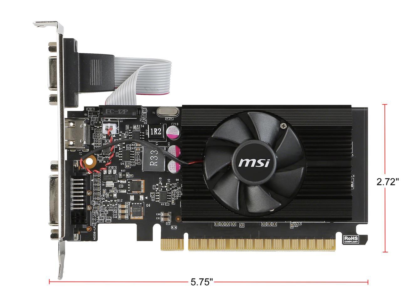 Msi Geforce Gt 710 Directx 12 Gt 710 2gd3 Lp Video Card Newegg Com