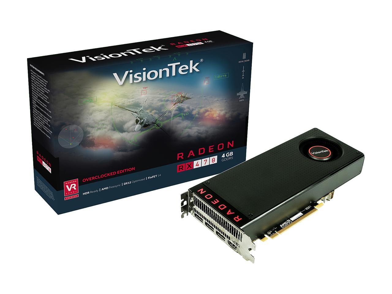VisionTek Radeon RX 470 Overclocked 4GB GDDR5 Rear Blower 4M (3 x DP