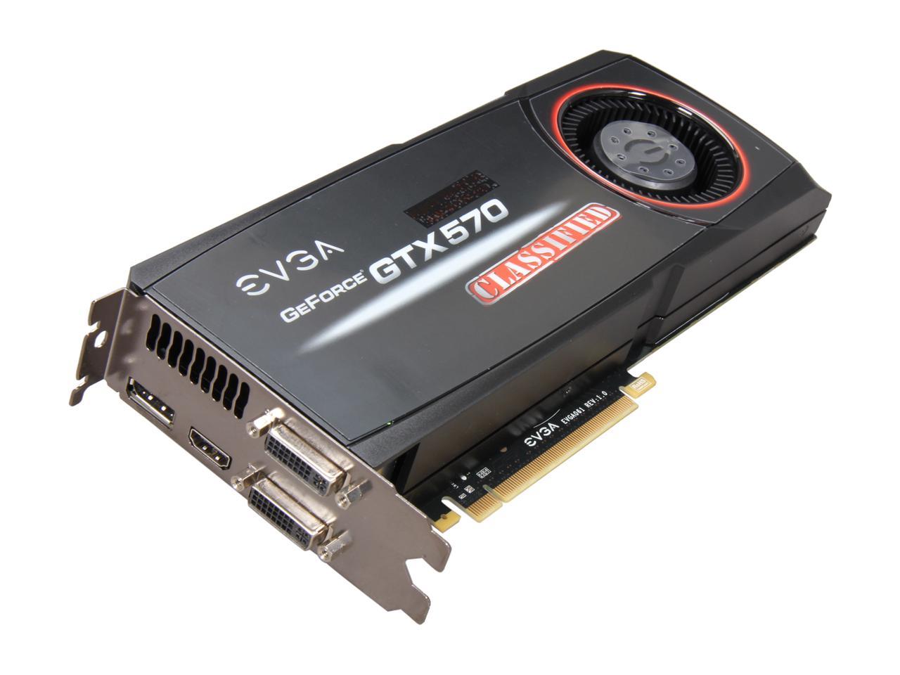 EVGA GeForce GTX 570 HD Superclocked 1280 MB GDDR5 PCI Express 2.0 2DVI/HDMI/Display Port SLI Ready Graphics Card 012-P3-1573-KR