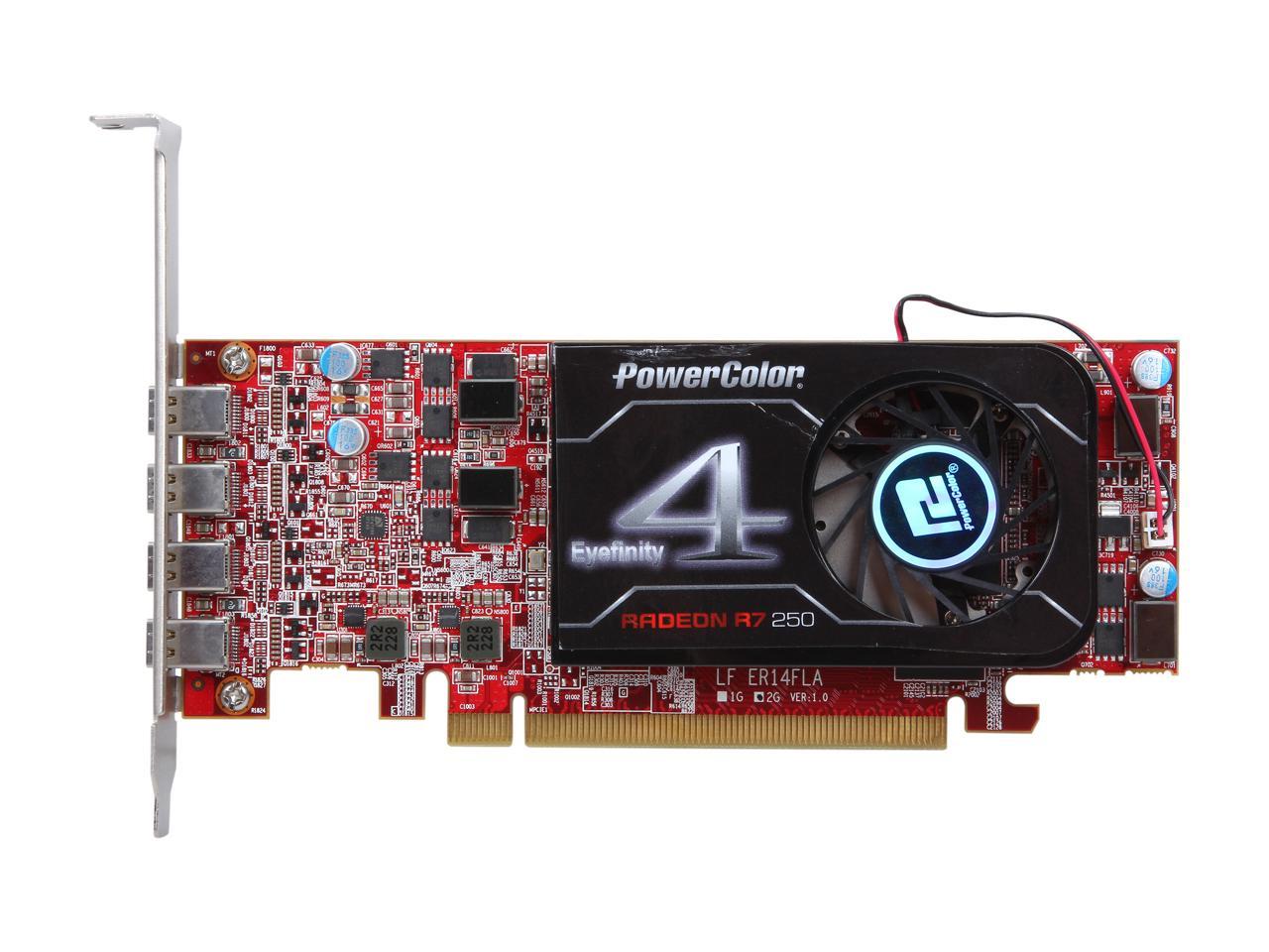 PowerColor Radeon R7 250 Eyefinity 4 LP Edition Video Card Support 4 ...