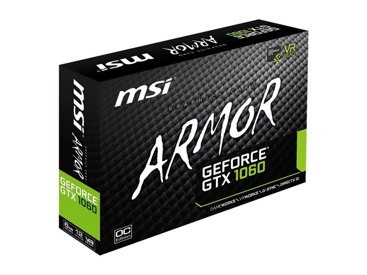 MSI GeForce GTX 1060 Video Card GTX 1060 ARMOR 6G OCV1 