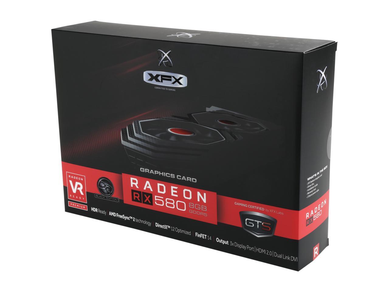 Tarjeta gráfica Radeon Express,256BIT,DVI+HDMI+3DP,GTS XFX AMD Radeon RX RX-580P8DBD6 8GB Black Edition 