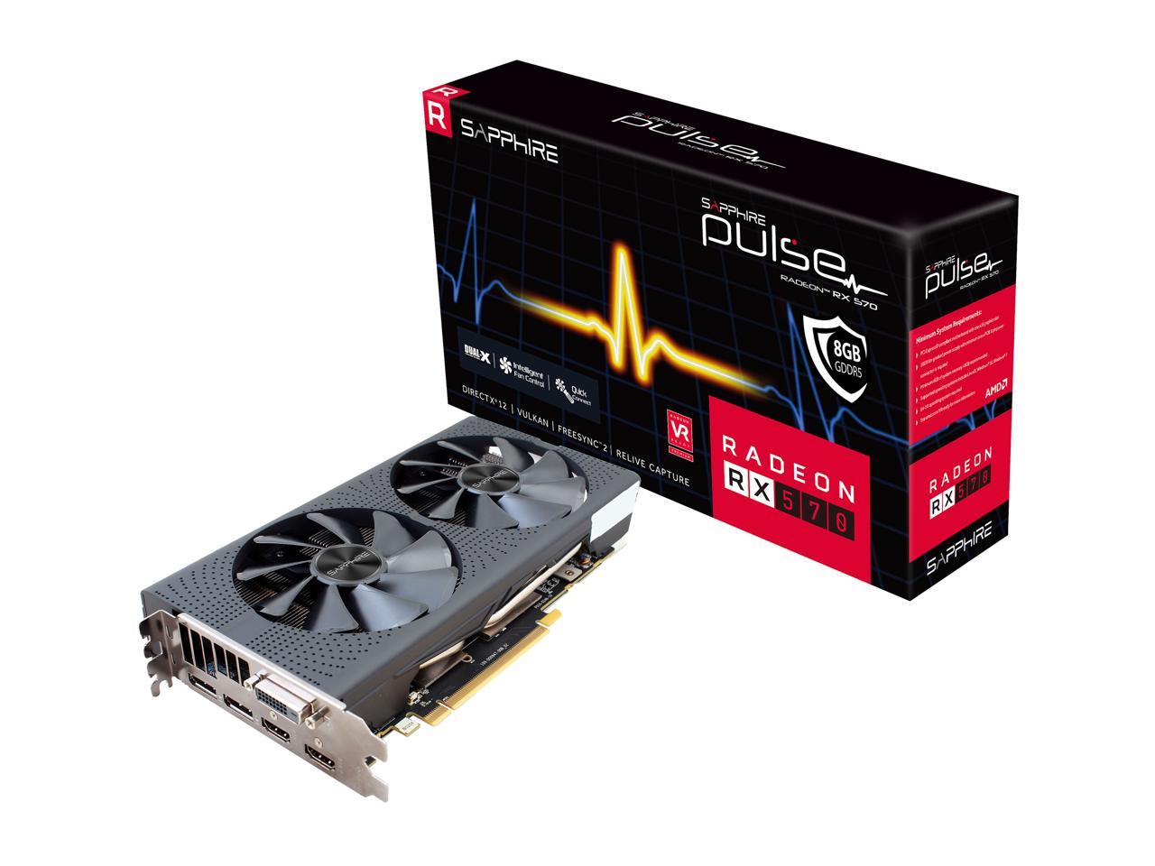 Sapphire Radeon Pulse Rx 570 8gb Gddr5 Pci E Dual Hdmi Dvi D Dual Dp Oc W Backplate Uefi Newegg Com