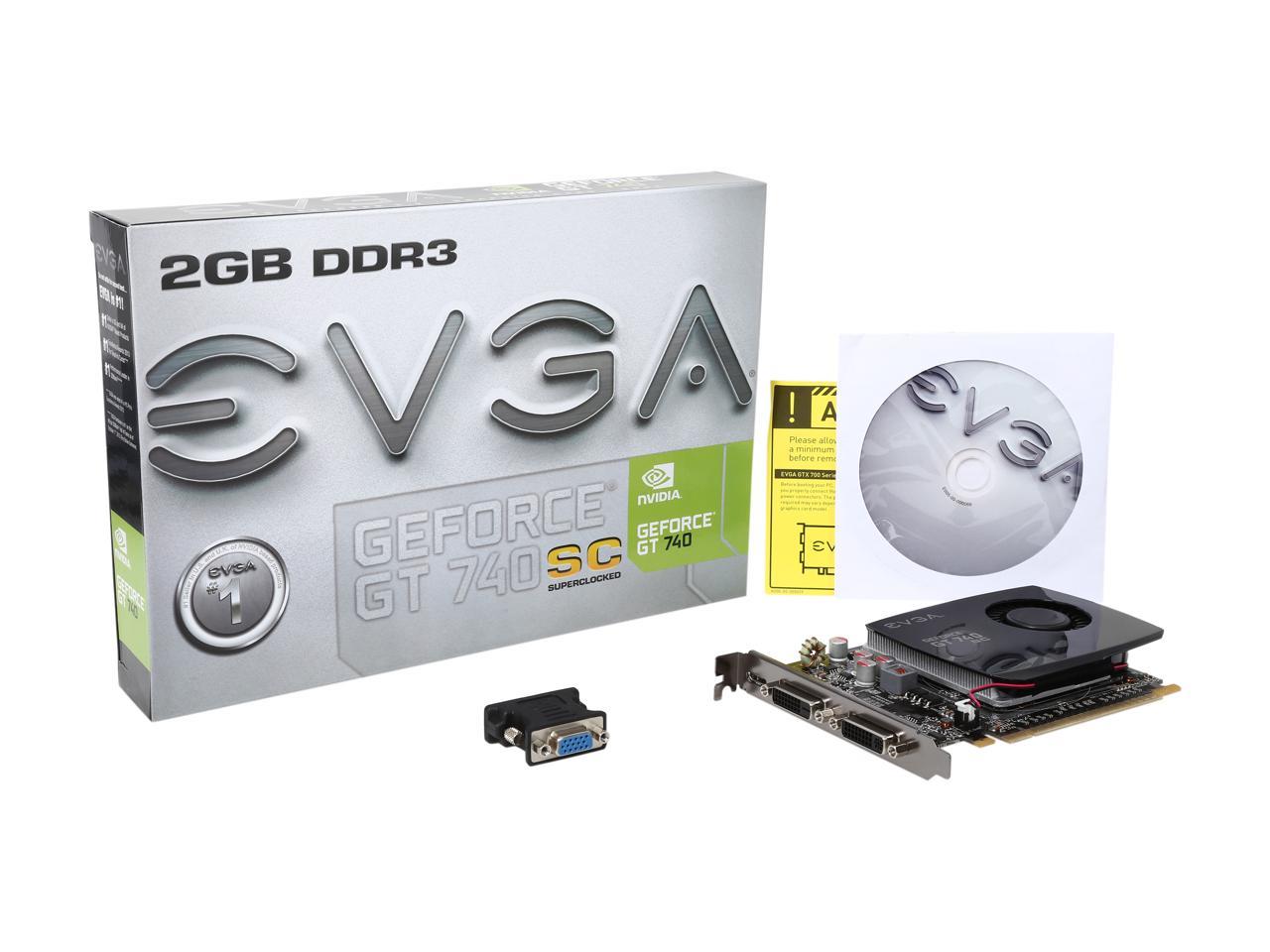 EVGA GeForce GT 740 Superclocked Dual Slot 2GB DDR3 Graphics Cards  02G-P4-2743-KR