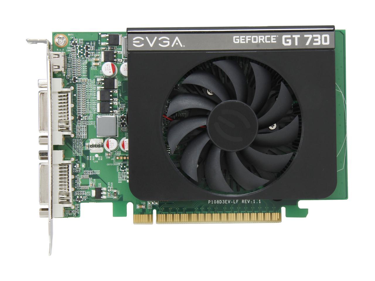 EVGA 01G-P3-1731-KR EVGA NVIDIA GeForce GT 730 1GB DDR3 VGA/DVI/HDMI Low Profile PCI 