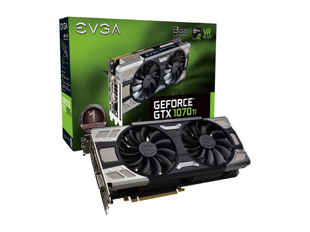 EVGA GeForce GTX 1070 Ti 8GB GDDR5 PCI Express 3.0 SLI Support Video Card  08G-P4-6678-KR