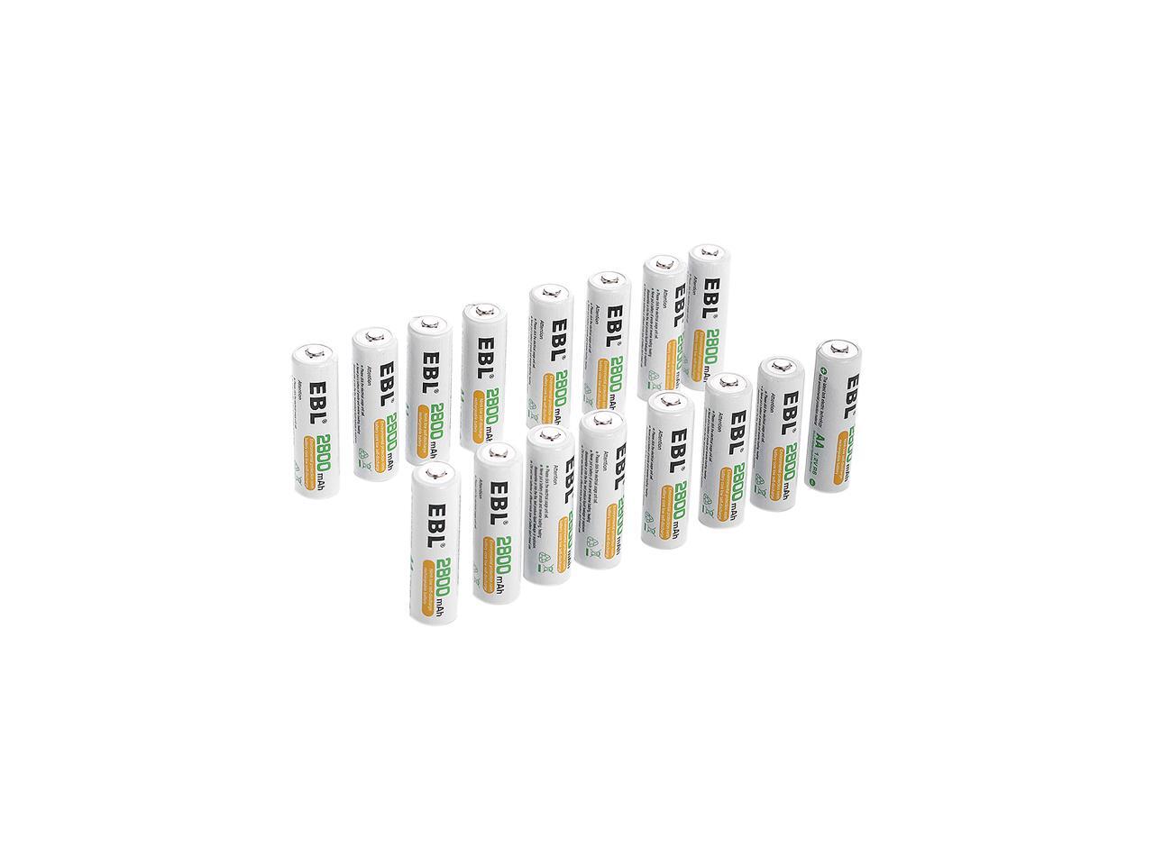 EBL 16 Pack AA Rechargeable Batteries 2800mAh High Capacity