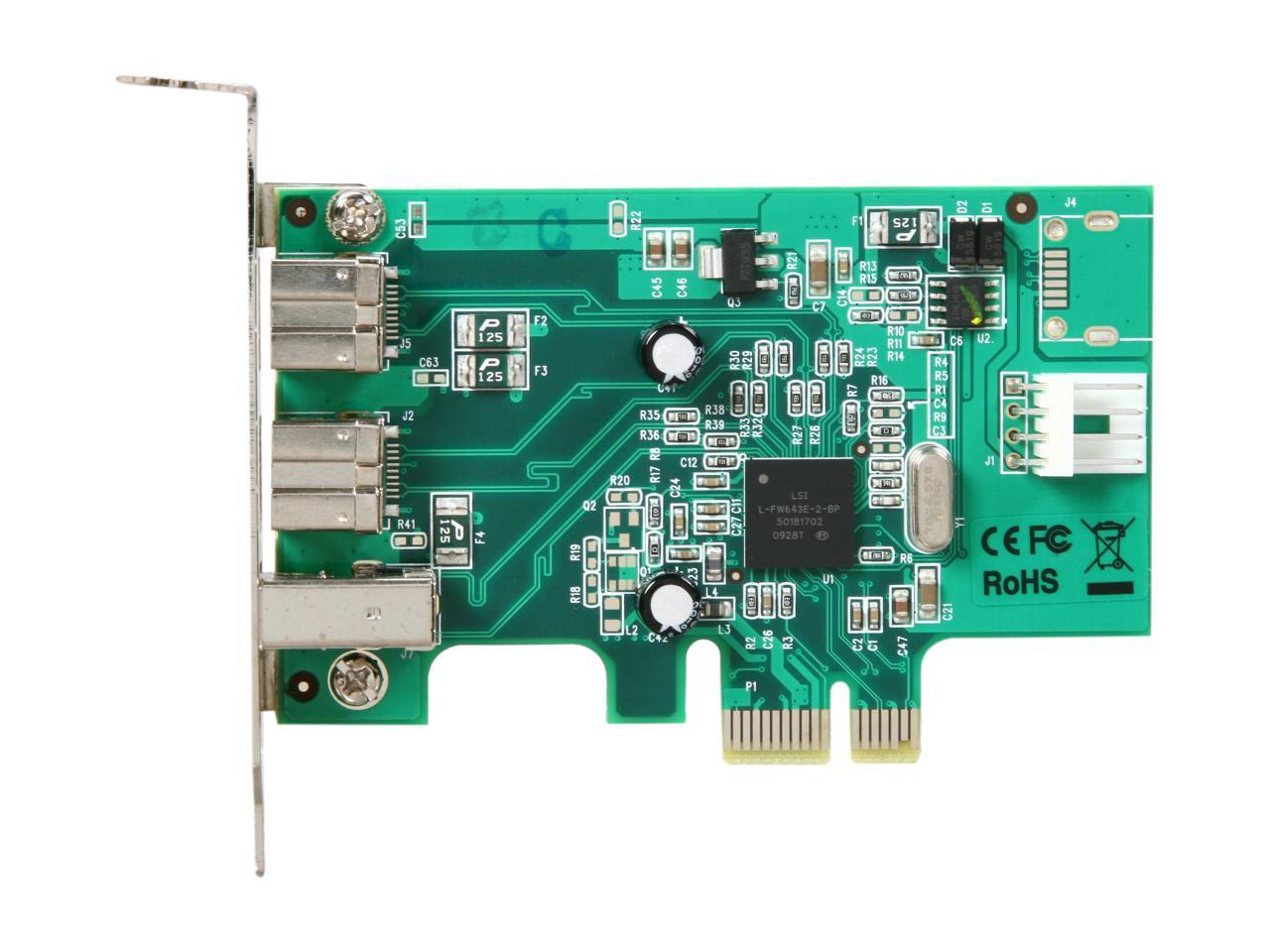 3 Port 2b 1a Low Profile 1394 PCI Express FireWire Card