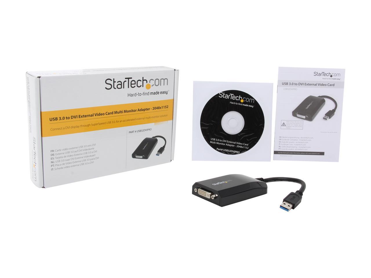 StarTech.com USB32DVIPRO USB 3.0 to DVI / VGA External Card Multi Monitor Adapter - 2048x1152 - USB Graphics Adapter M/F - Newegg.com