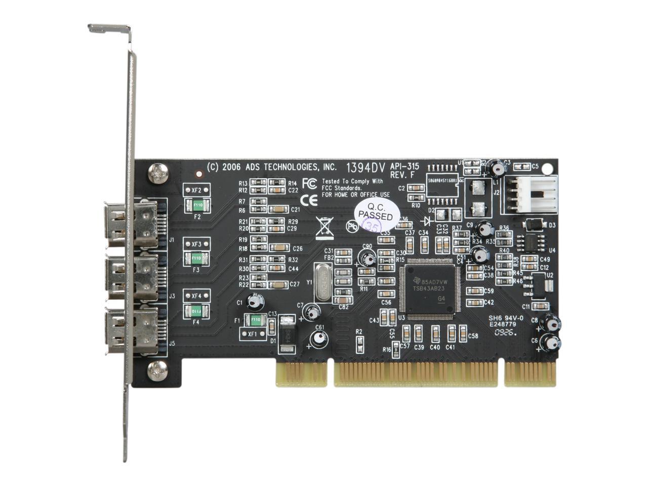 ADS Tech PYRO PCI 64R2 3 Ports Firewire PCI Card Model API315