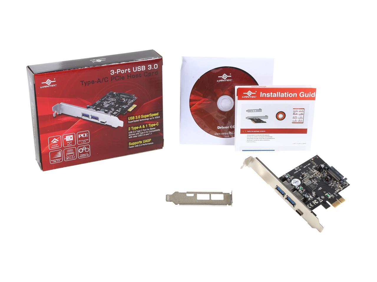 VANTEC 3Port USB 3.0 Type A/C PCIe Host Card Model UGTPC331AC