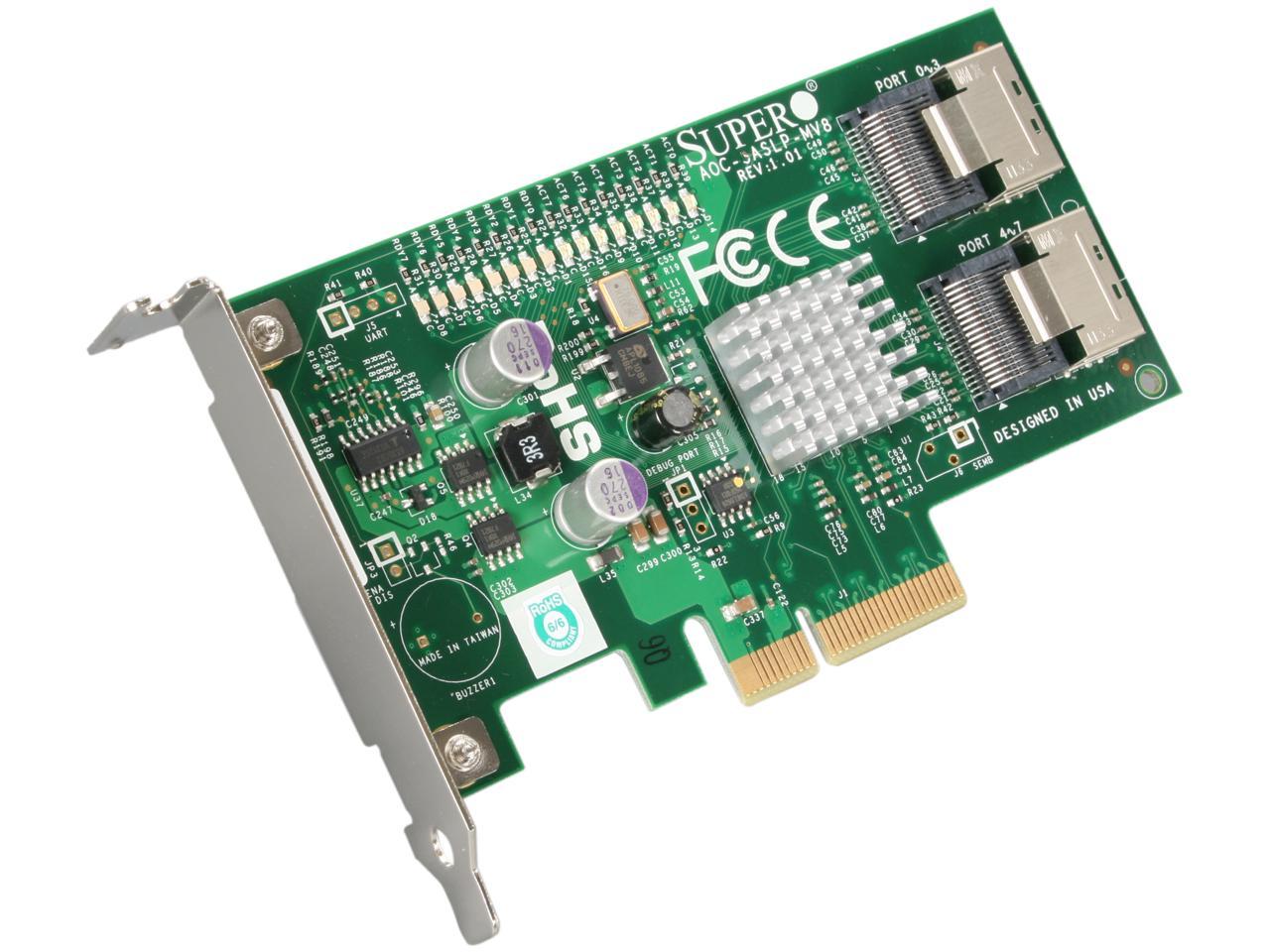 SUPERMICRO AOC-SASLP-MV8 PCI-Express x4 SAS RAID Controller - Newegg.com