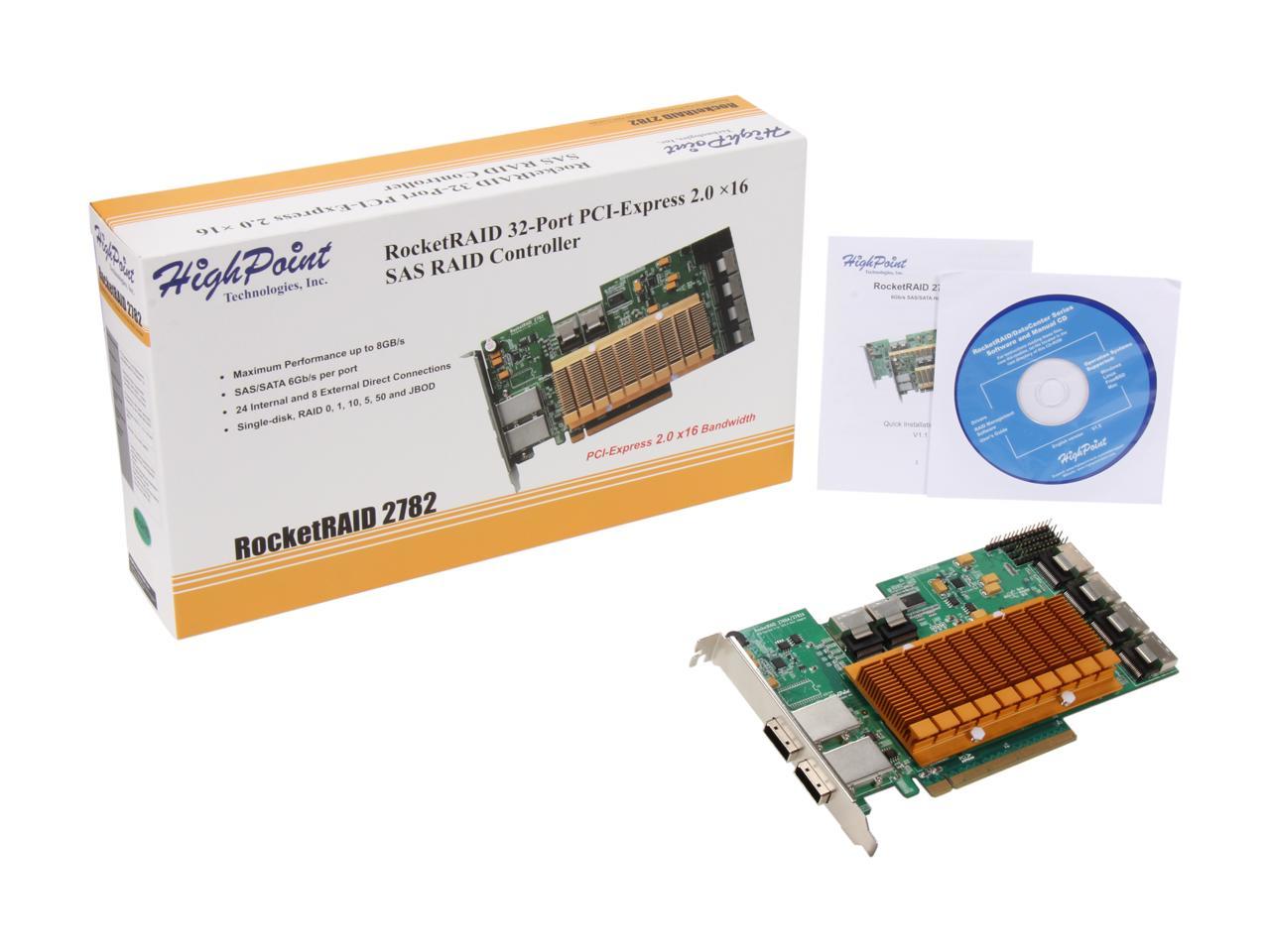 Highpoint Rocketraid 2782 Pci Express 20 X16 Sata Sas Controller Card 