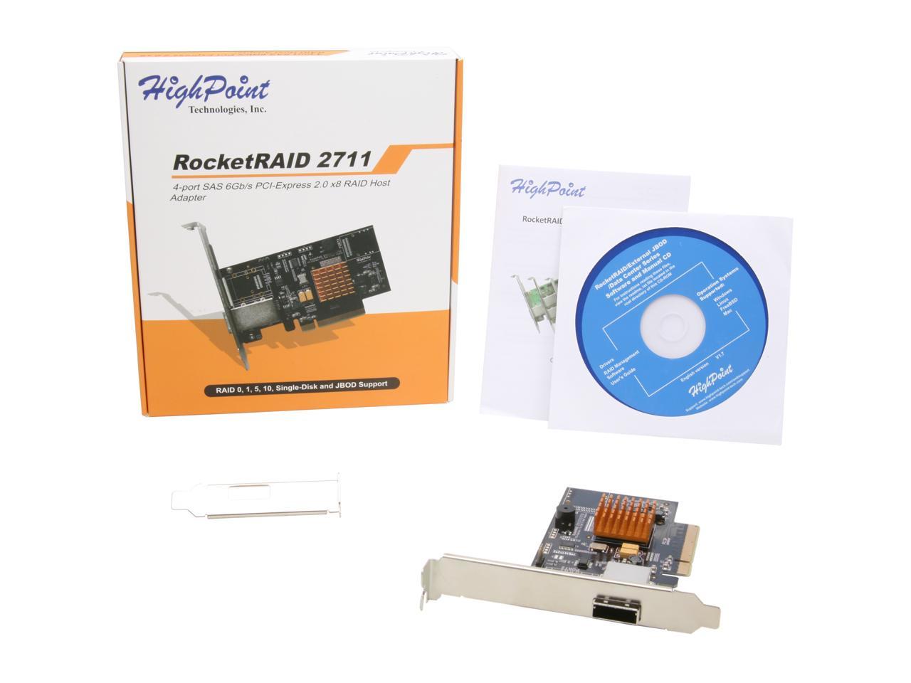 HighPoint RocketRAID 2711 4-Port External SAS 6Gb/s PCIe 2.0 x8 RAID HBA 