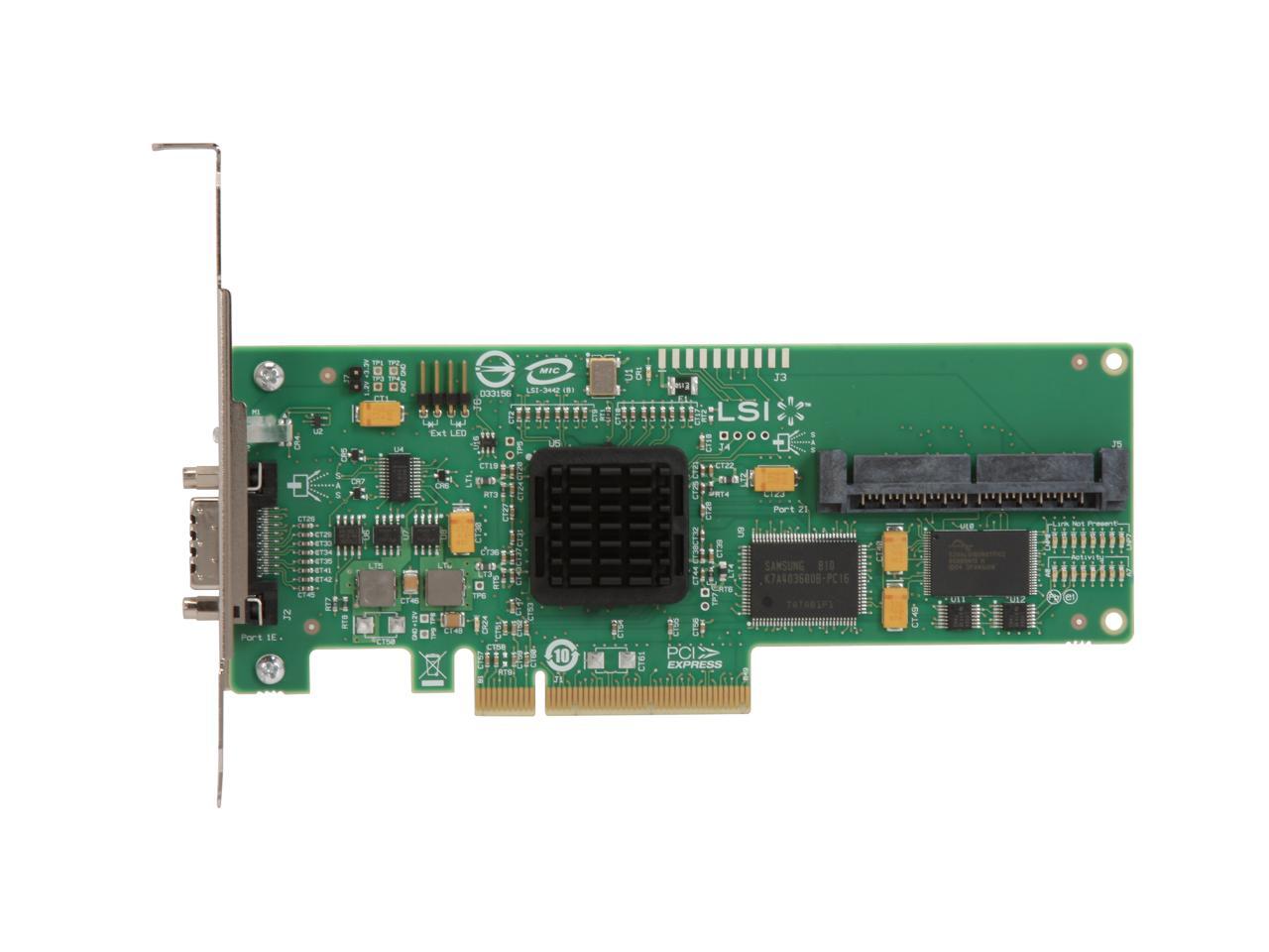LSI SAS3442ER PCI Express SATA / SAS Controller Card Single Pack