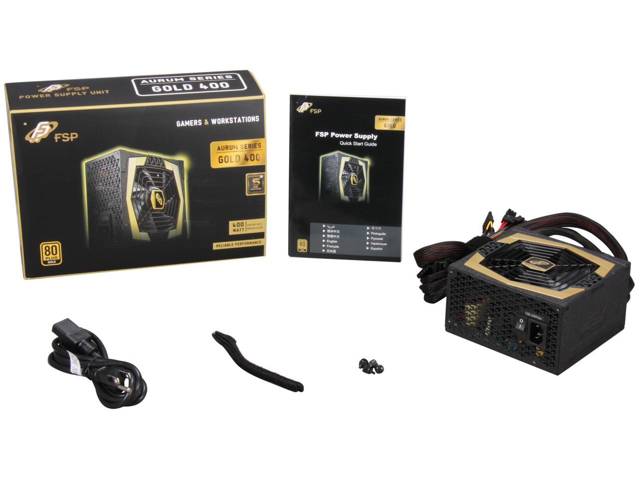 Fsp Group Aurum Gold 400w Au 400 Atx12v Eps 12v 80plus Gold Certified Compatible With Core I7 Power Supply Newegg Com