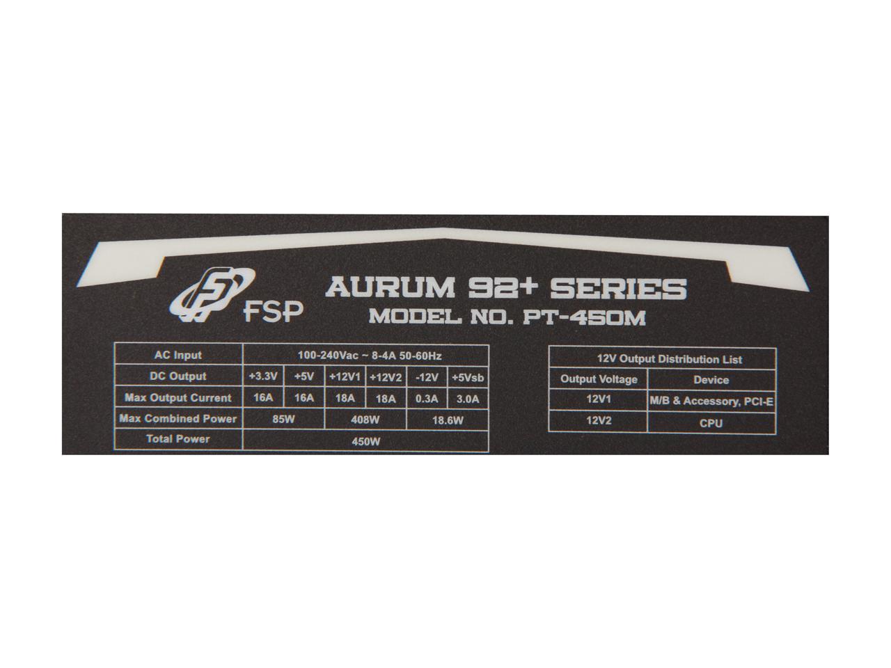 Fsp Group Aurum 92 Series Pt 450m 450w Power Supply Newegg Com