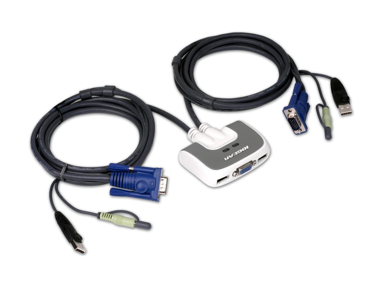 IOGEAR GCS632U 2Port KVM Switch with builtin KVM Cables and Audio