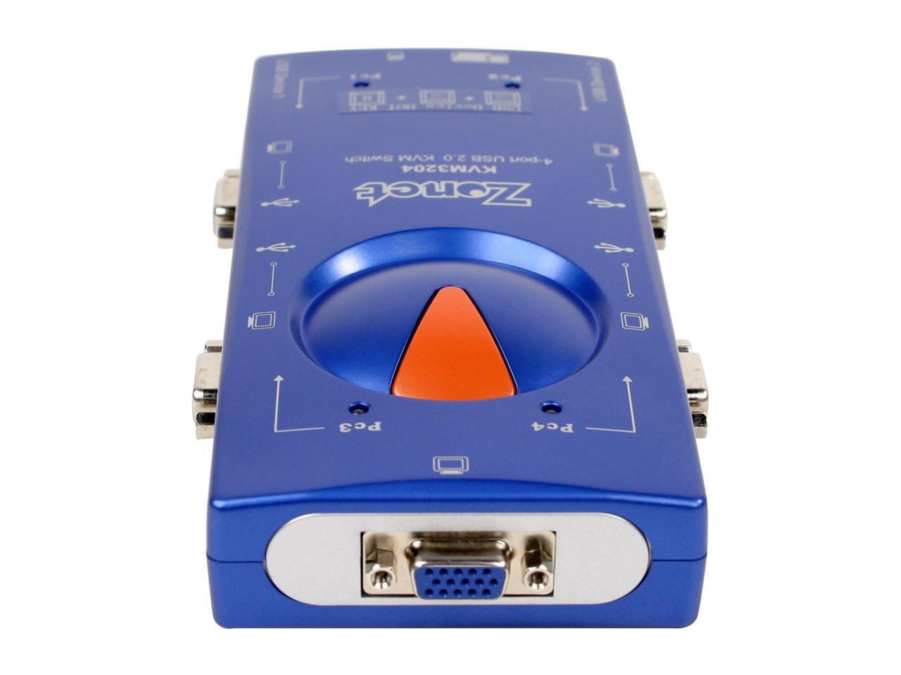 Zonet KVM3204 PS2-to-USB KVM Switch w/ built in 3 port USB2.0 hub